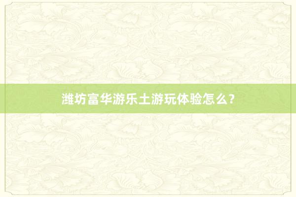 潍坊富华游乐土游玩体验怎么？